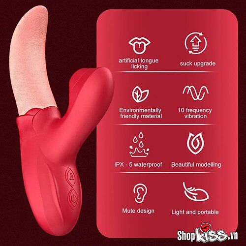  Mua Lưỡi rung liếm âm đạo có nhánh bú mút hột le cực sướng Rose hàng mới về