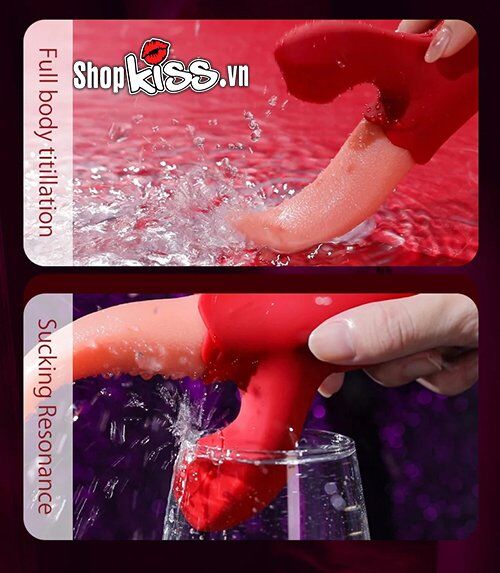  Mua Lưỡi rung liếm âm đạo có nhánh bú mút hột le cực sướng Rose hàng mới về
