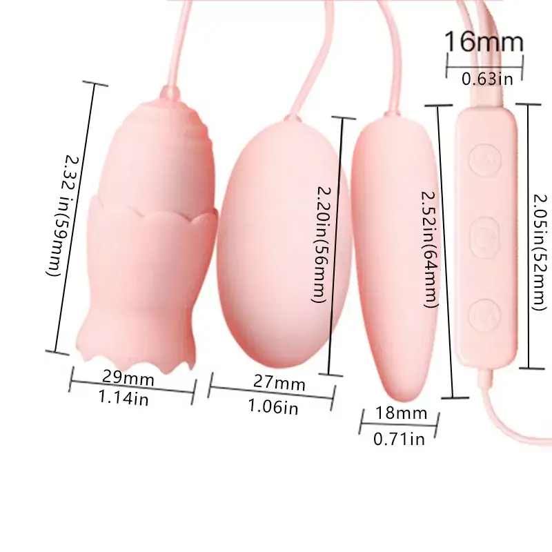 Trứng Rung 3 Đầu EG36A Kích Thích Âm Vật Âm Đạo Màu Hồng Tím
