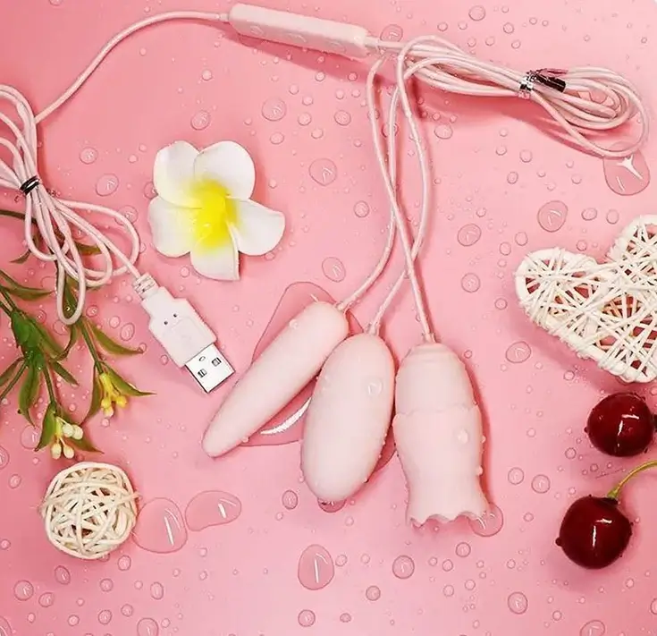 Trứng Rung 3 Đầu EG36A Kích Thích Âm Vật Âm Đạo Màu Hồng Tím