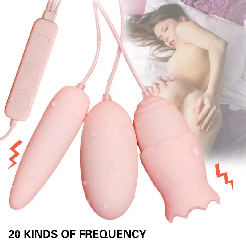 Trứng Rung 3 Đầu EG36A Kích Thích Âm Vật Âm Đạo Màu Hồng Tím