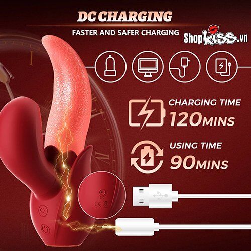 G-Spot Tongue Shaped Massager Clitoral Stimulator Silicone