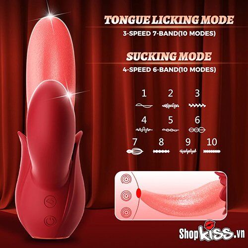  Nhập sỉ Dụng cụ massage điểm G và âm vật hình lưỡi liếm nhập khẩu