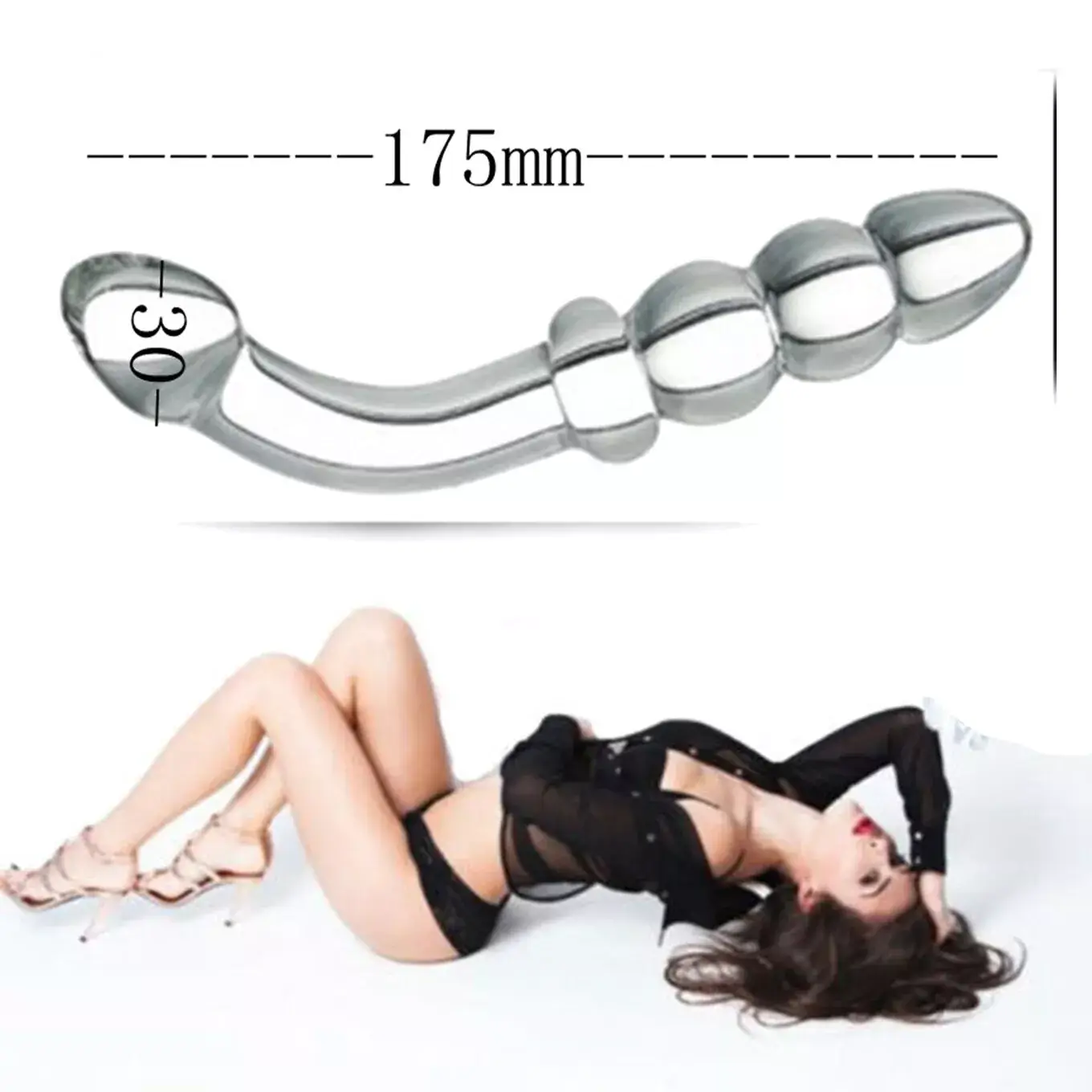Dương vật thủy tinh hai đầu trong suốt cao cấp