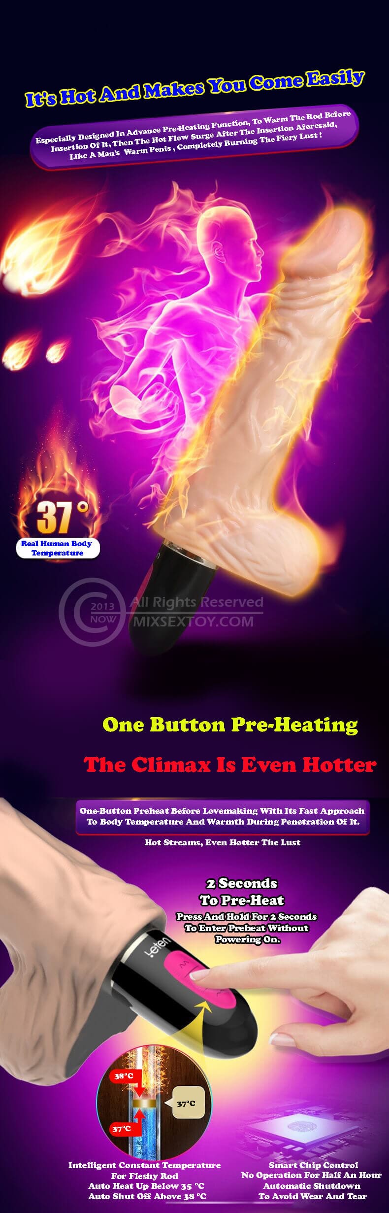 DV71A dương vật giả cao cấp rung thụt ấm nóng kích thích nữ