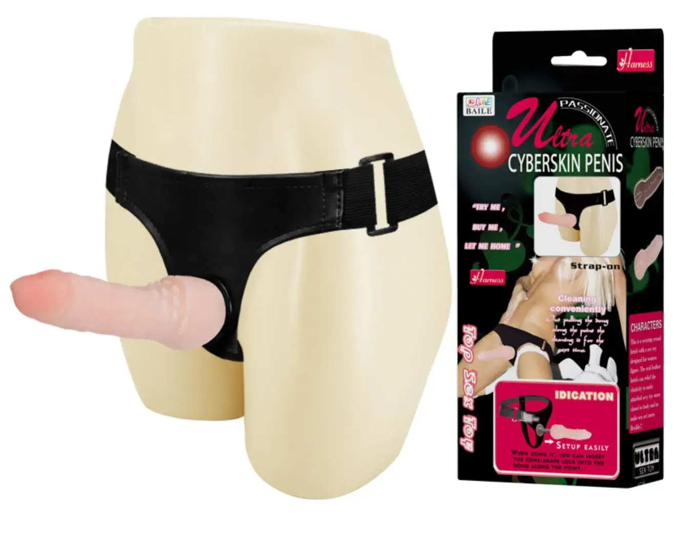Chim giả dây đeo mềm DC65X gân nổi kích thích âm vật cực đỉnh