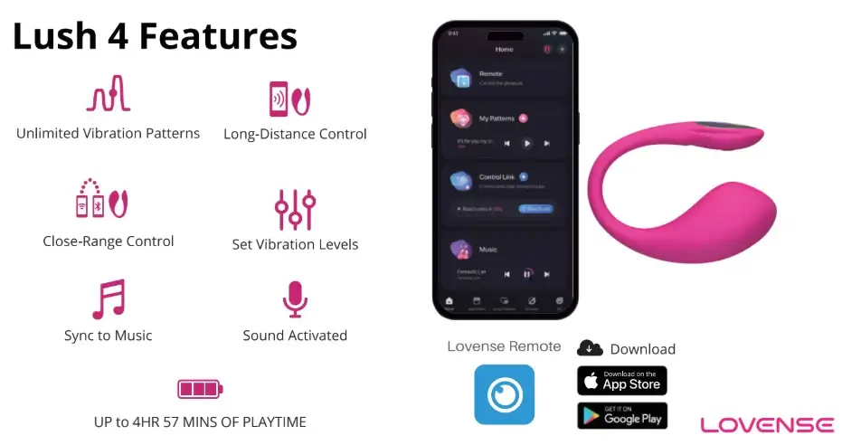 Trứng Rung Lovense Lush 4 Bluetooth Cao Cấp Rung Mạnh PK