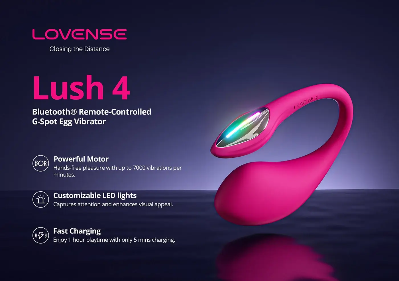 Trứng Rung Lovense Lush 4 Bluetooth Cao Cấp Rung Mạnh PK