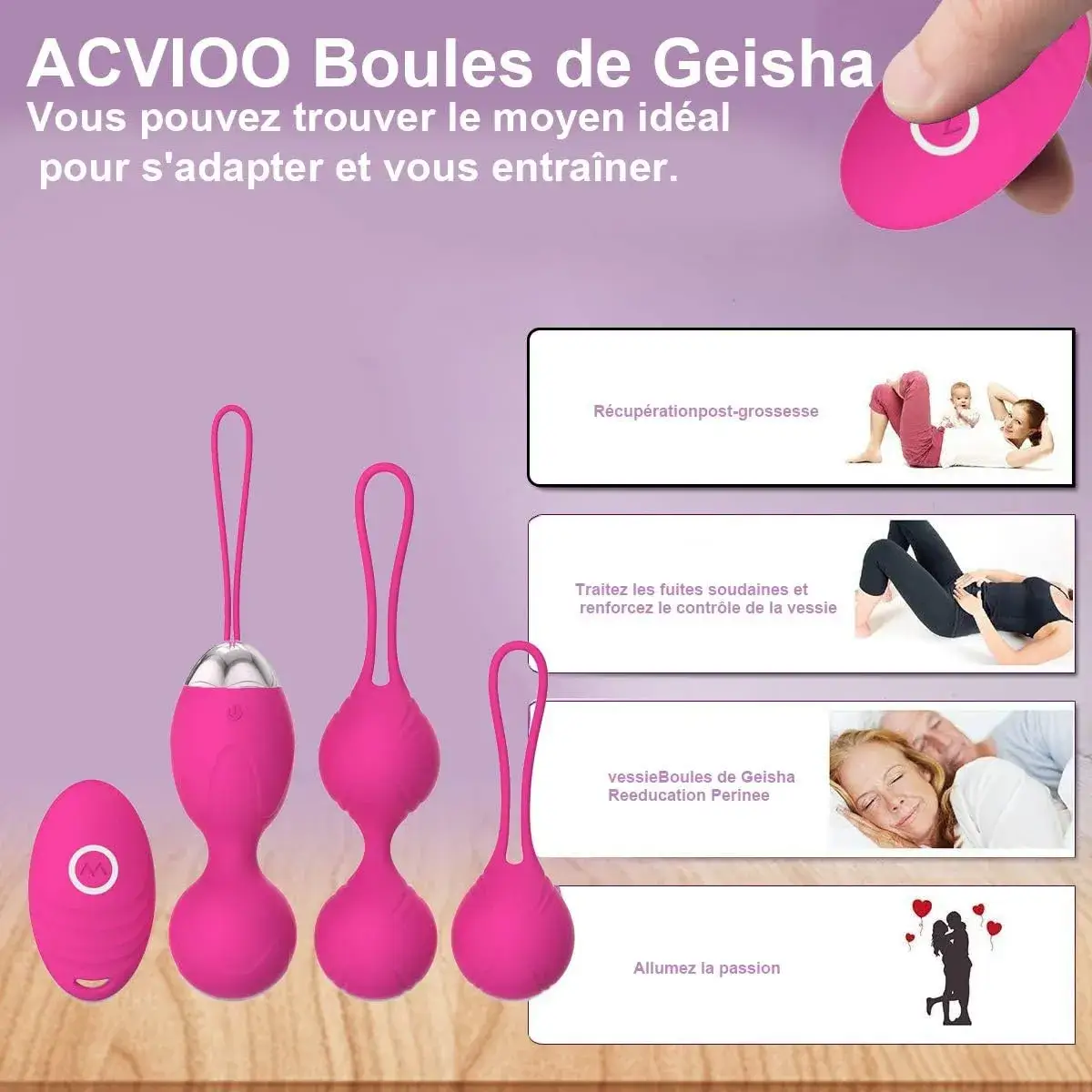 Bóng Tập Kegel Rung DC49C 3 Bóng Điều Khiển Từ Xa Se Khít