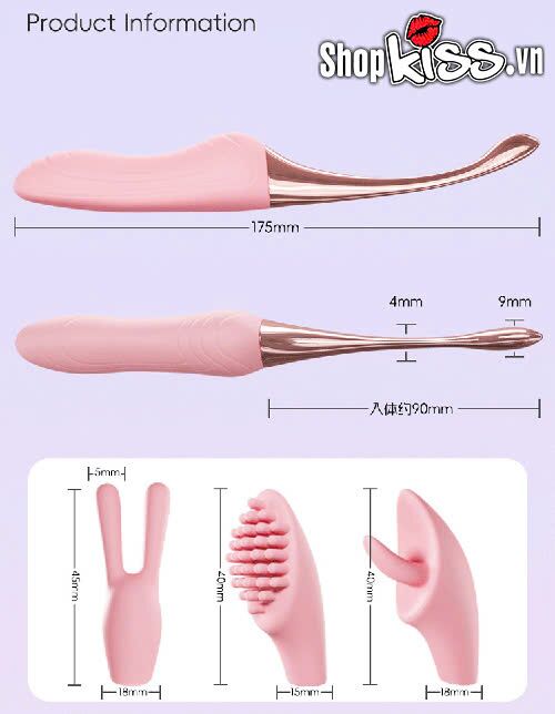 Thanh rung massage 2 đầu Jiuai Tanchun chống nước, 10 chế độ rung mạnh