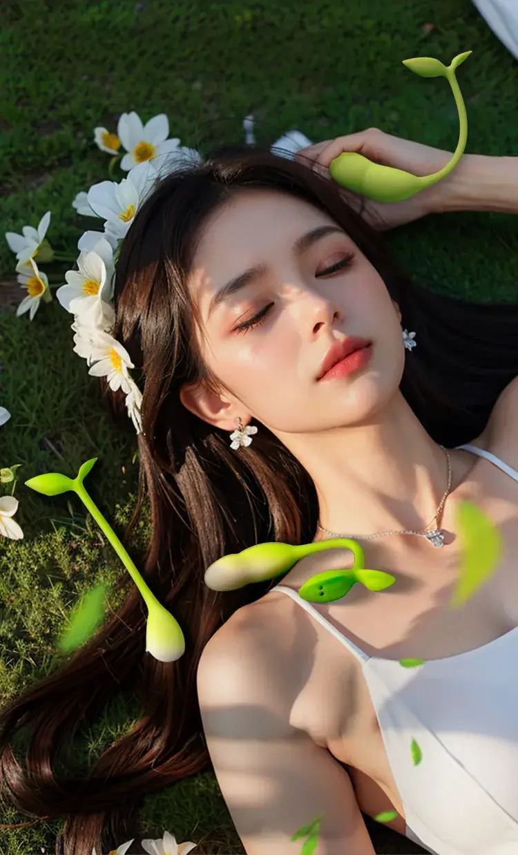 Trứng rung nụ xuân EG34G silicone cao cấp xanh lơ trắng