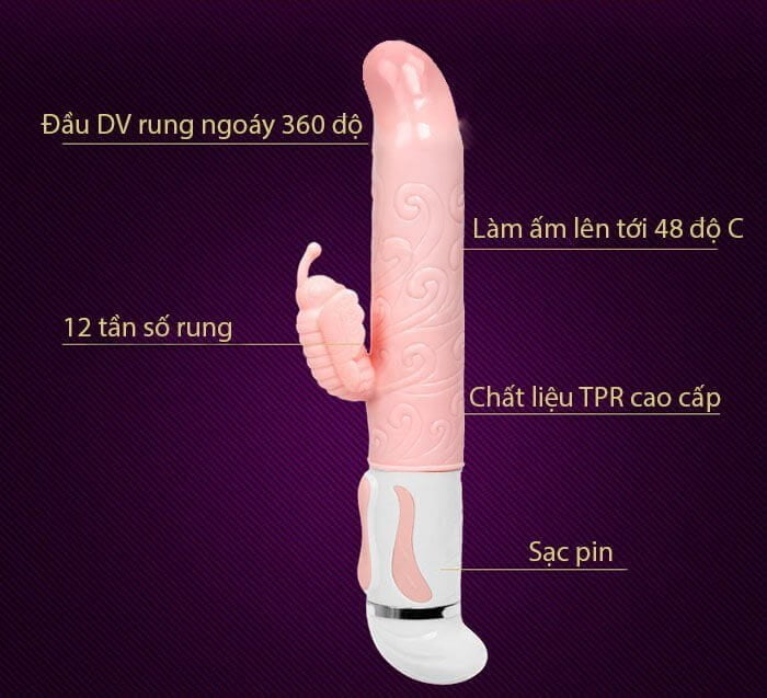 Dương Vật Giả Cao Cấp Rung Ngoáy Tự Sưởi Ấm DV13D Mềm Mại