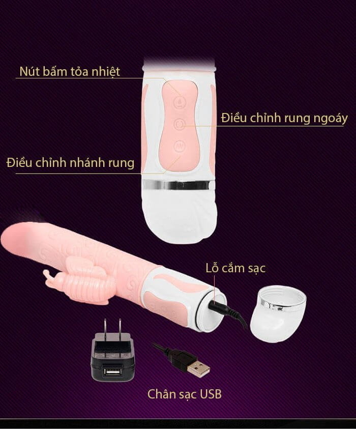 Dương vật giả rung ngoáy phát nhiệt cao cấp