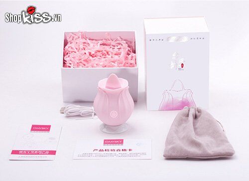 Máy rung liếm âm vật hoa hồng OMYSKY an toàn silicone