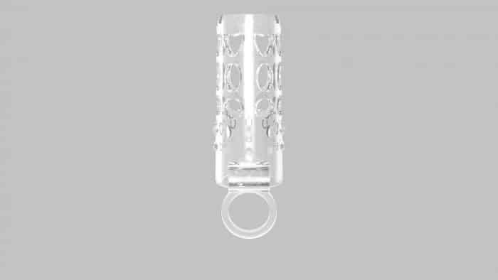 Bao cao su đôn dên trong suốt rung mạnh kèm quai đeo tiện lợi