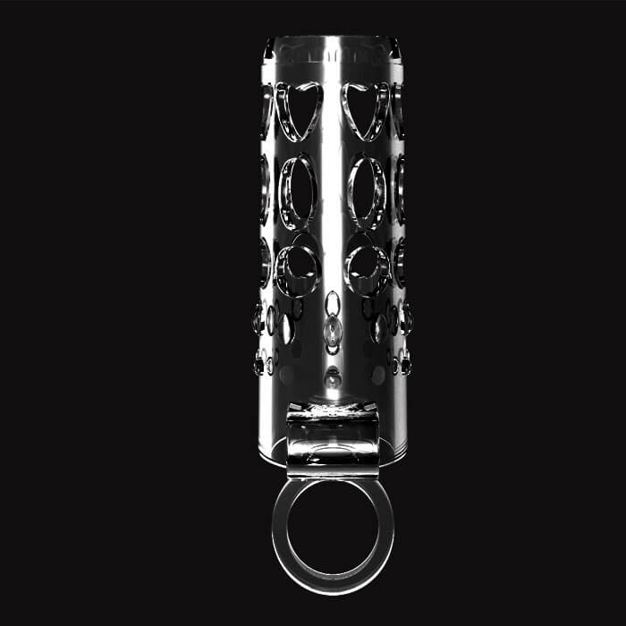 Bao cao su đôn dên trong suốt rung mạnh kèm quai đeo tiện lợi