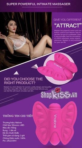 Bướm rung kích thích âm vật Nalone Madam silicon cao cấp chống nước