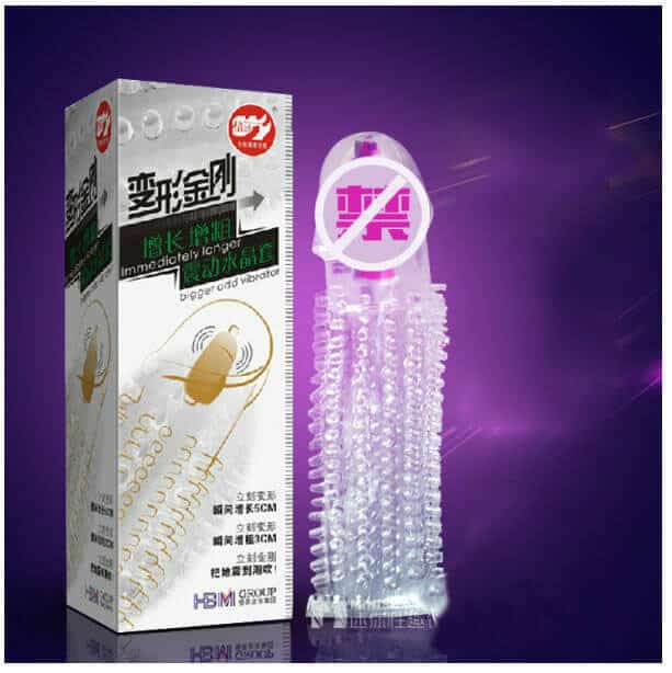 Vibrating Textured Penis Extension Condom for Maximum Pleasure