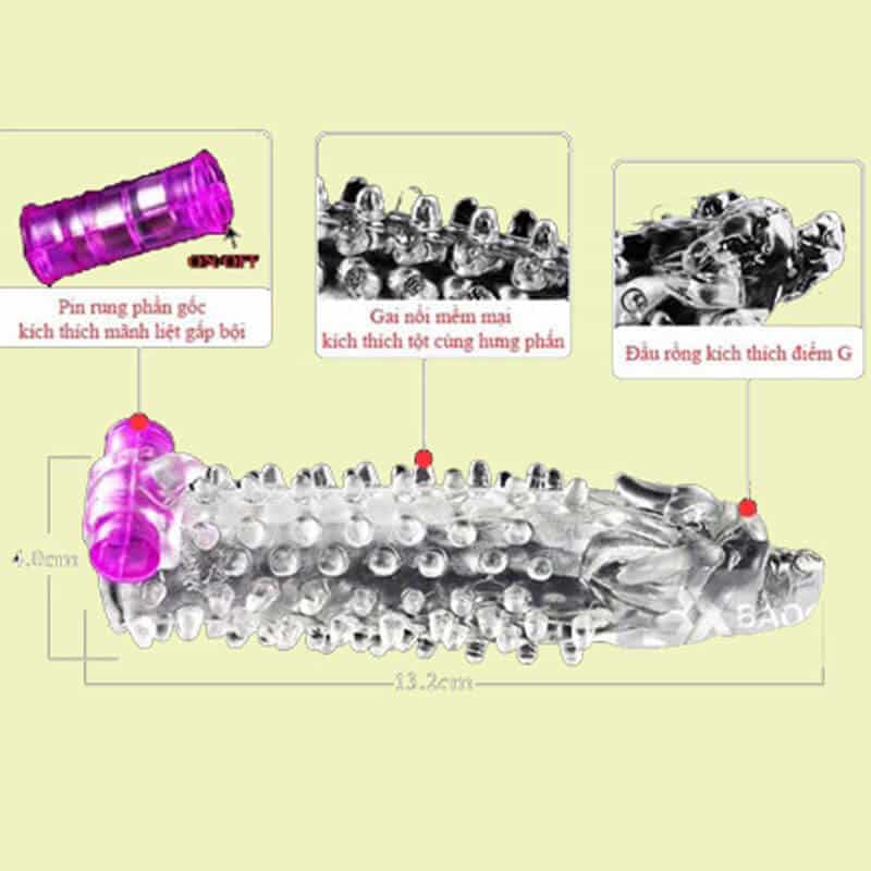 Bao cao su đôn đầu rồng DC14V có rung cảm giác mạnh kích thích cực đỉnh