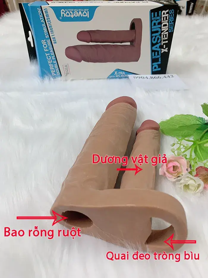 Bao đôn lovetoy mềm mại quai đeo 2 nhánh chơi sướng mạnh - BD22A có quai đeo vào tinh hòn thiết kế 2 nhánh chất liệu TPE cao cấp tăng 5cm chiều dài.