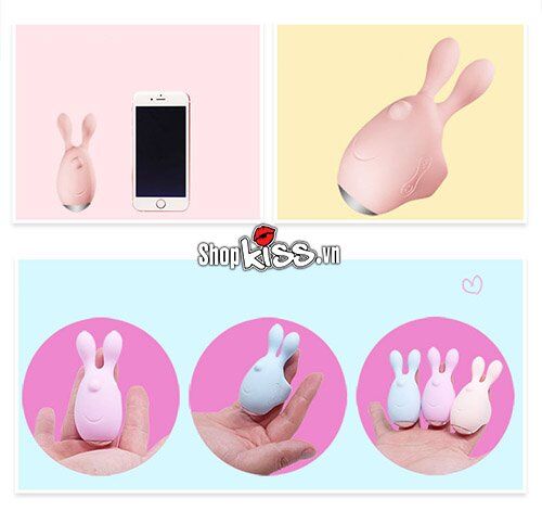Trứng rung đầu thỏ đeo ngón tay Jupin silicone ABS massage âm vật