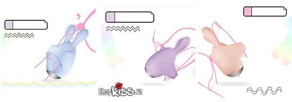 Trứng rung đầu thỏ đeo ngón tay Jupin silicone ABS massage âm vật