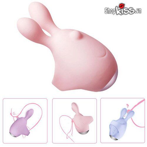 Trứng rung đầu thỏ đeo ngón tay Jupin silicone ABS massage âm vật