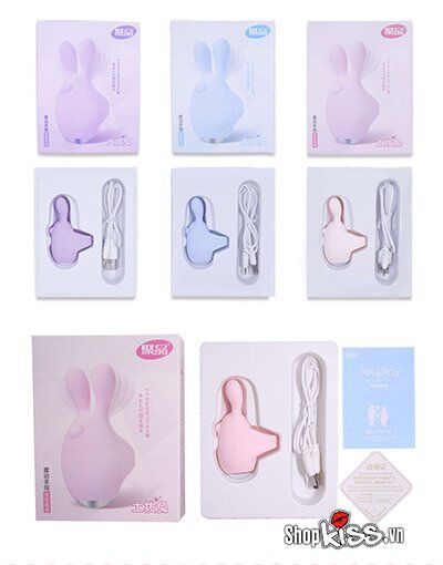 Trứng rung đầu thỏ đeo ngón tay Jupin silicone ABS massage âm vật
