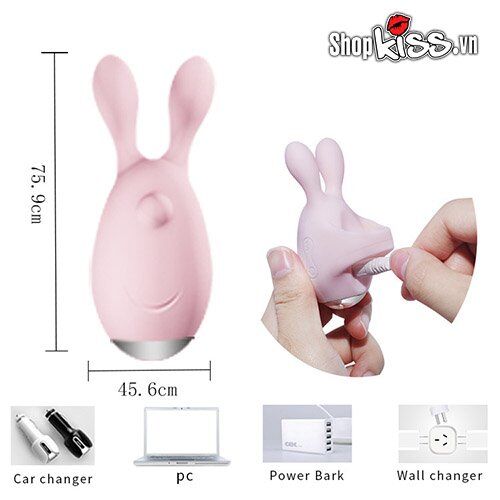 Trứng rung đầu thỏ đeo ngón tay Jupin silicone ABS massage âm vật