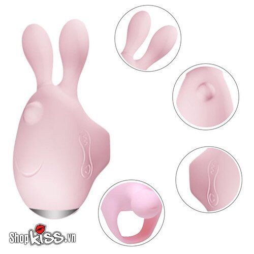 Trứng rung đầu thỏ đeo ngón tay Jupin silicone ABS massage âm vật