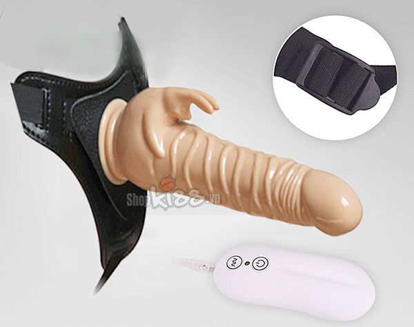 Dương vật siêu rung dây đeo Harness Rabbit dong da silicone cao cấp