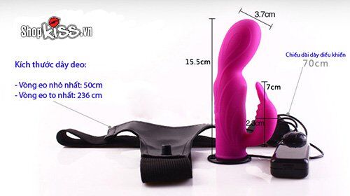 Dương vật giả dây đeo rung gân nổi thắt khúc silicone cao cấp