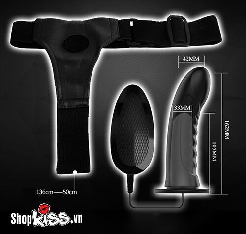 Dương vật giả dây đeo rỗng ruột Pretty Love Myron rung đa chế độ