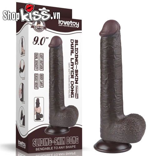 Dương Vật Giả 2 Lớp Da Thật 9 Inch Lovetoy Da Đen Tình Dục