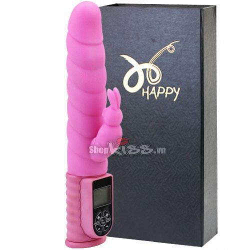 Happy Multi-Function Vibrating Rotating Silicone Dildo 25.7cm