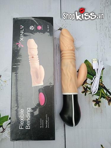 Dương vật silicon rung thụt ngoáy sưởi ấm Flexible Bending đa chức năng nữ