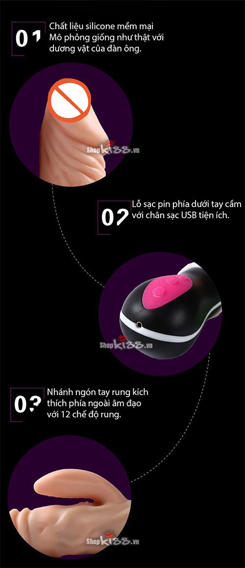 Dương vật silicon rung thụt ngoáy sưởi ấm Flexible Bending đa chức năng nữ