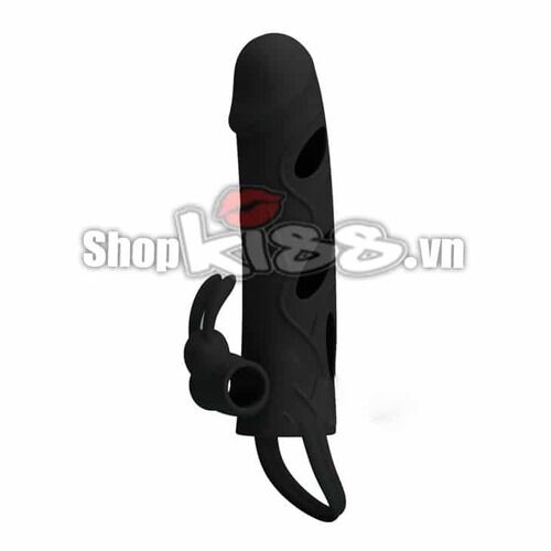 Black Soft Silicone Vibrating Penis Enhancer Sleeve