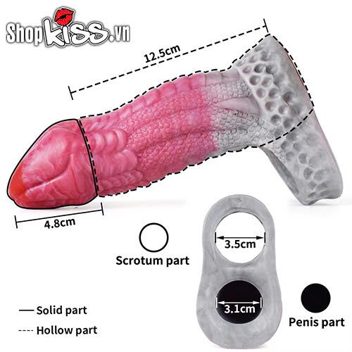 Bao đôn dên vảy quái thú mềm mại có quai tròng bìu tăng khoái cảm