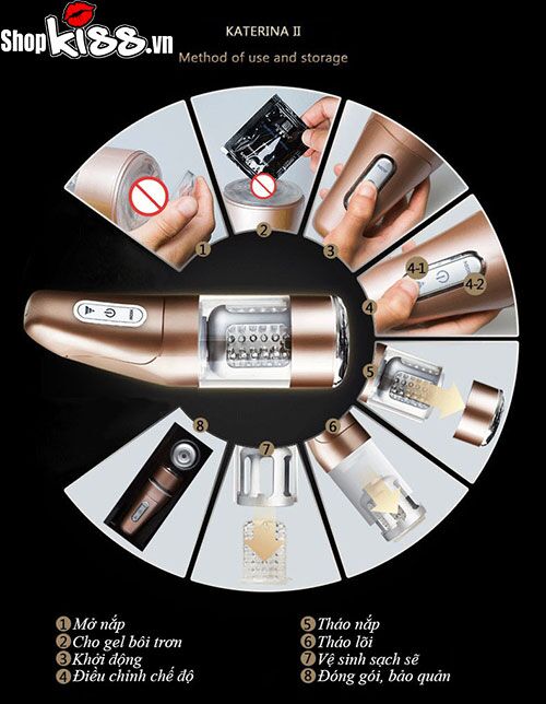 Máy thủ dâm tự động Katerina 2 cao cấp rung xoay đa chế độ
