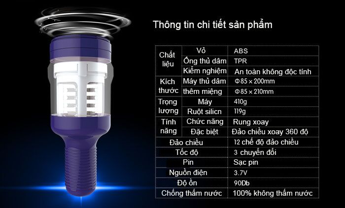 Máy thủ dâm tự động CyClone II chất liệu cao cấp rung mạnh êm ái