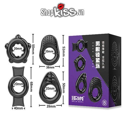 Bộ 4 vòng đeo silicon chống xuất tinh sớm kéo dài quan hệ nam giới