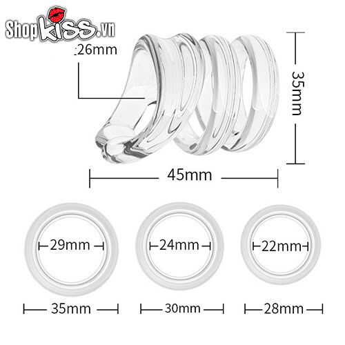 Bộ vòng đeo dương vật chống xuất tinh sớm trong suốt 