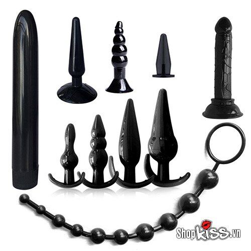 Bộ dụng cụ kích thích cặp đôi silicon 10 món cao cấp an toàn da