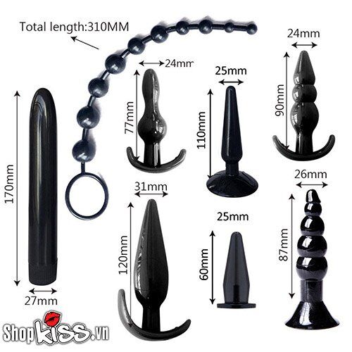 Bộ dụng cụ kích thích cặp đôi silicon 10 món cao cấp an toàn da