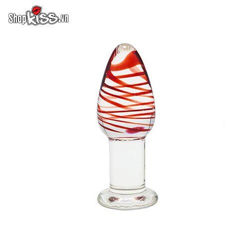 Glass Anal Plug Prostate Stimulator for Gay Men Clear Red