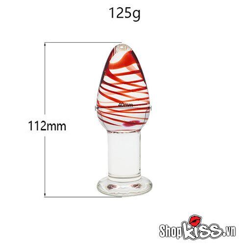 Glass Anal Plug Prostate Stimulator for Gay Men Clear Red