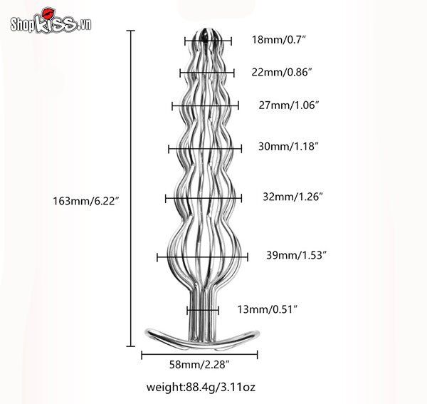 Stainless Steel Hollow Anal Plug Prostate Stimulator