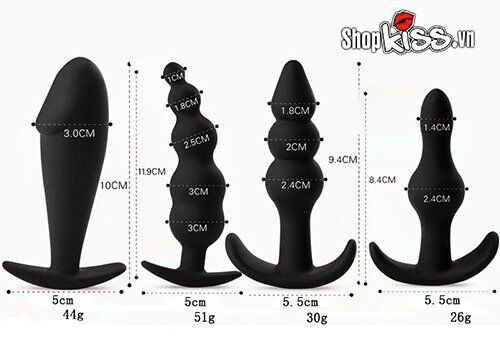Set of 4 Flexible Anal Plugs Prostate Stimulator for Men