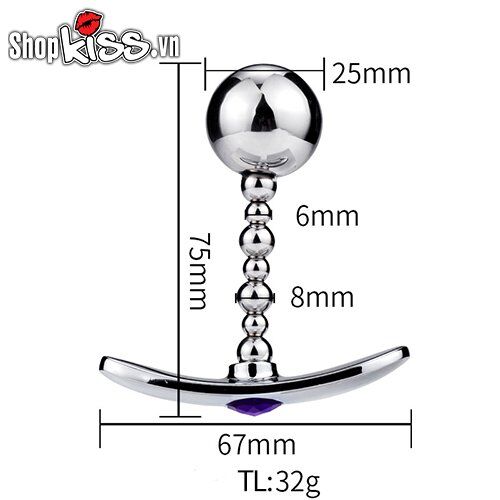 Dụng cụ kích thích hậu môn kim loại dạng bóng và chuỗi hạt siêu kích thích